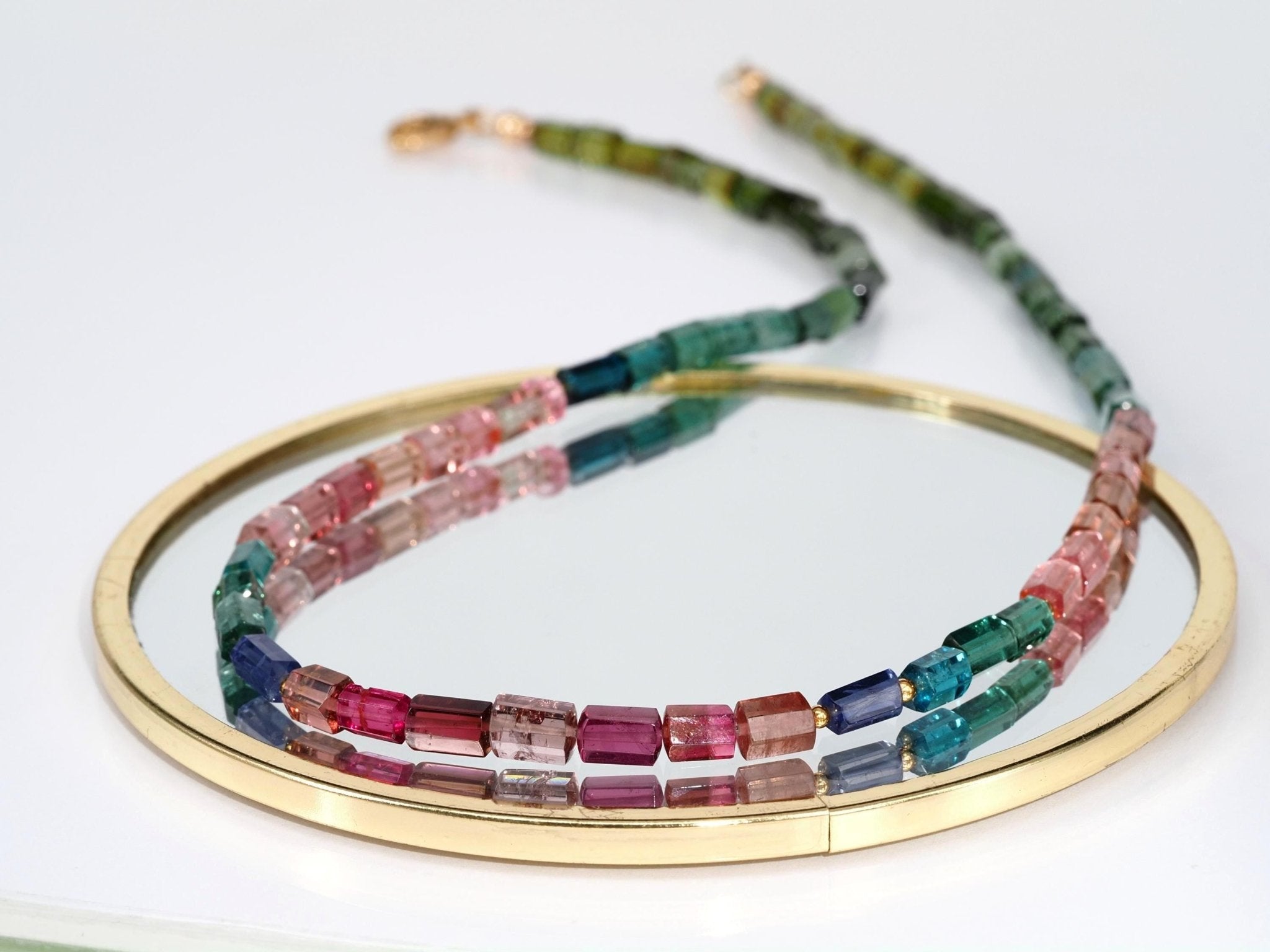 Turmalin Kette Gold – mehrfarbige Turmalin Halskette in bester Qualität, natürliche Edelsteine