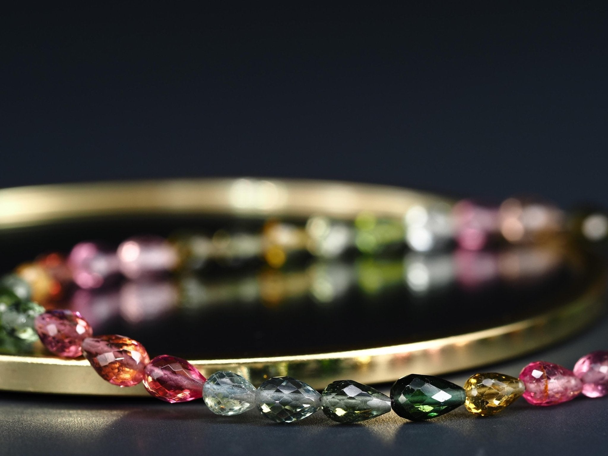 Turmalin Kette grün rosa gelb facettiert Tropfen Silber