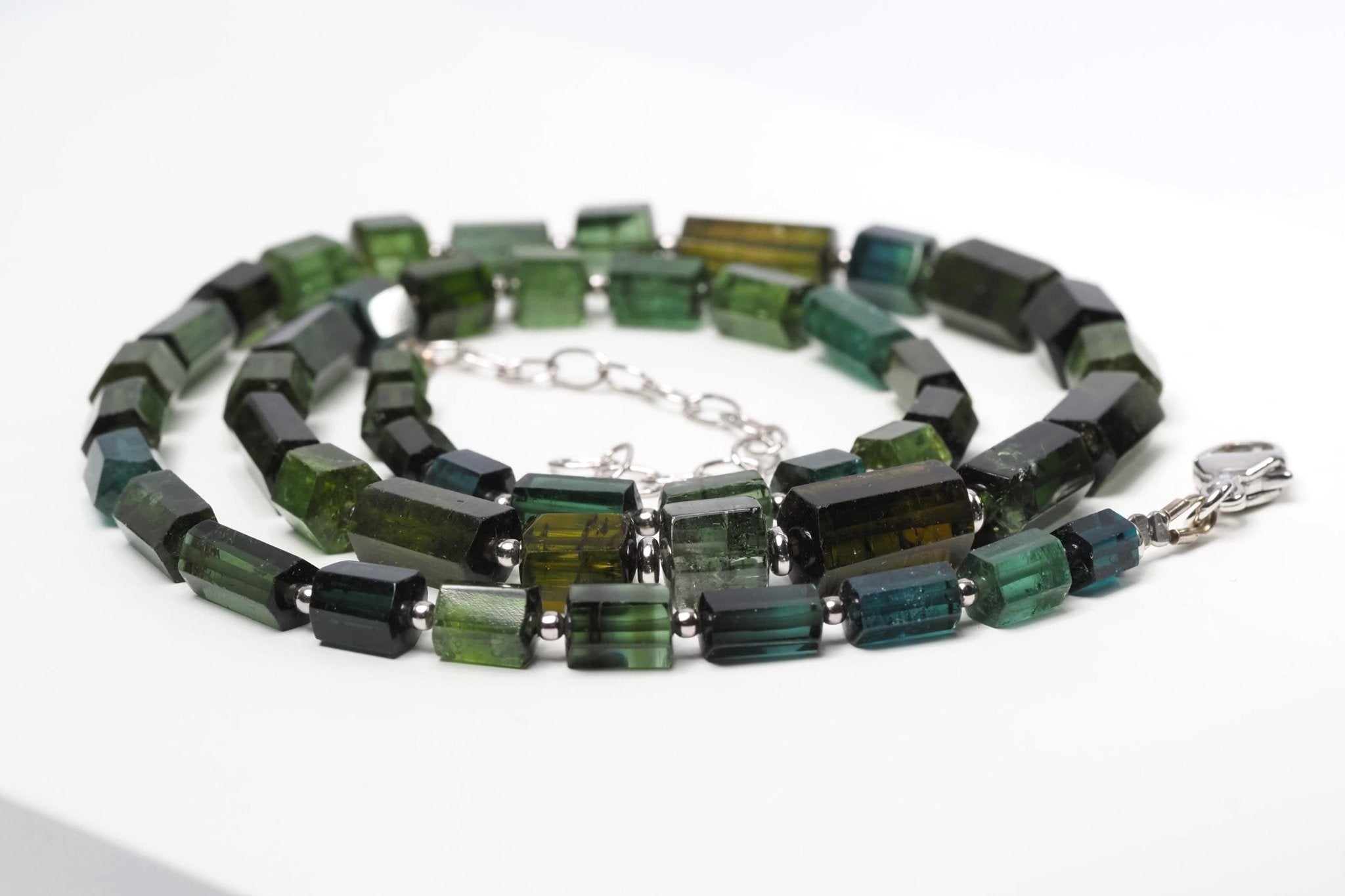 Turmalin Kristall Kette grün Sterling Silber Verschluss