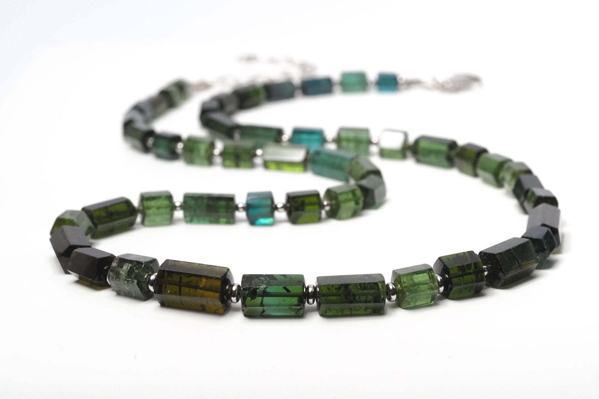 Turmalin Kristall Kette grün Sterling Silber Verschluss