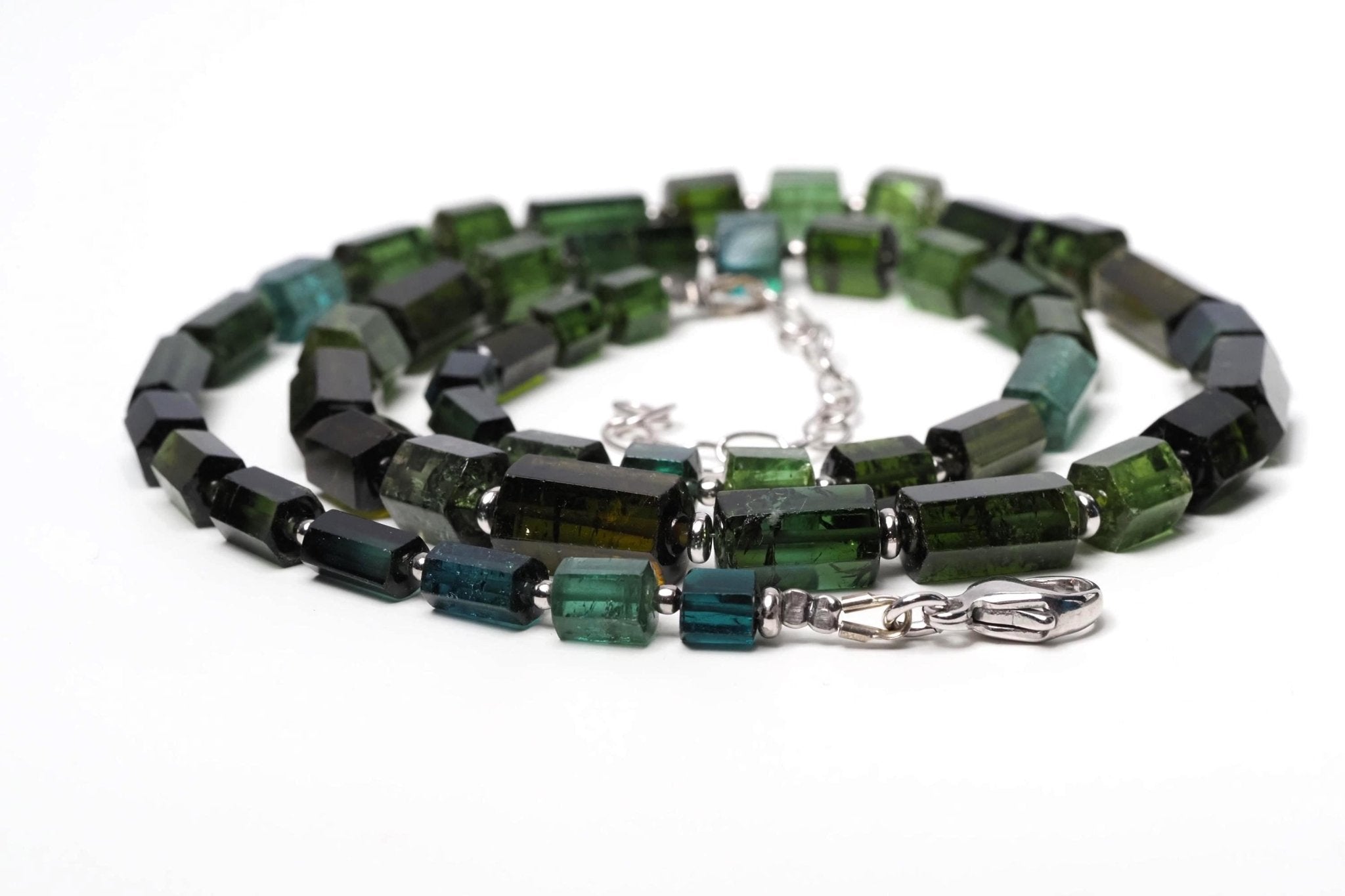 Turmalin Kristall Kette grün Sterling Silber Verschluss