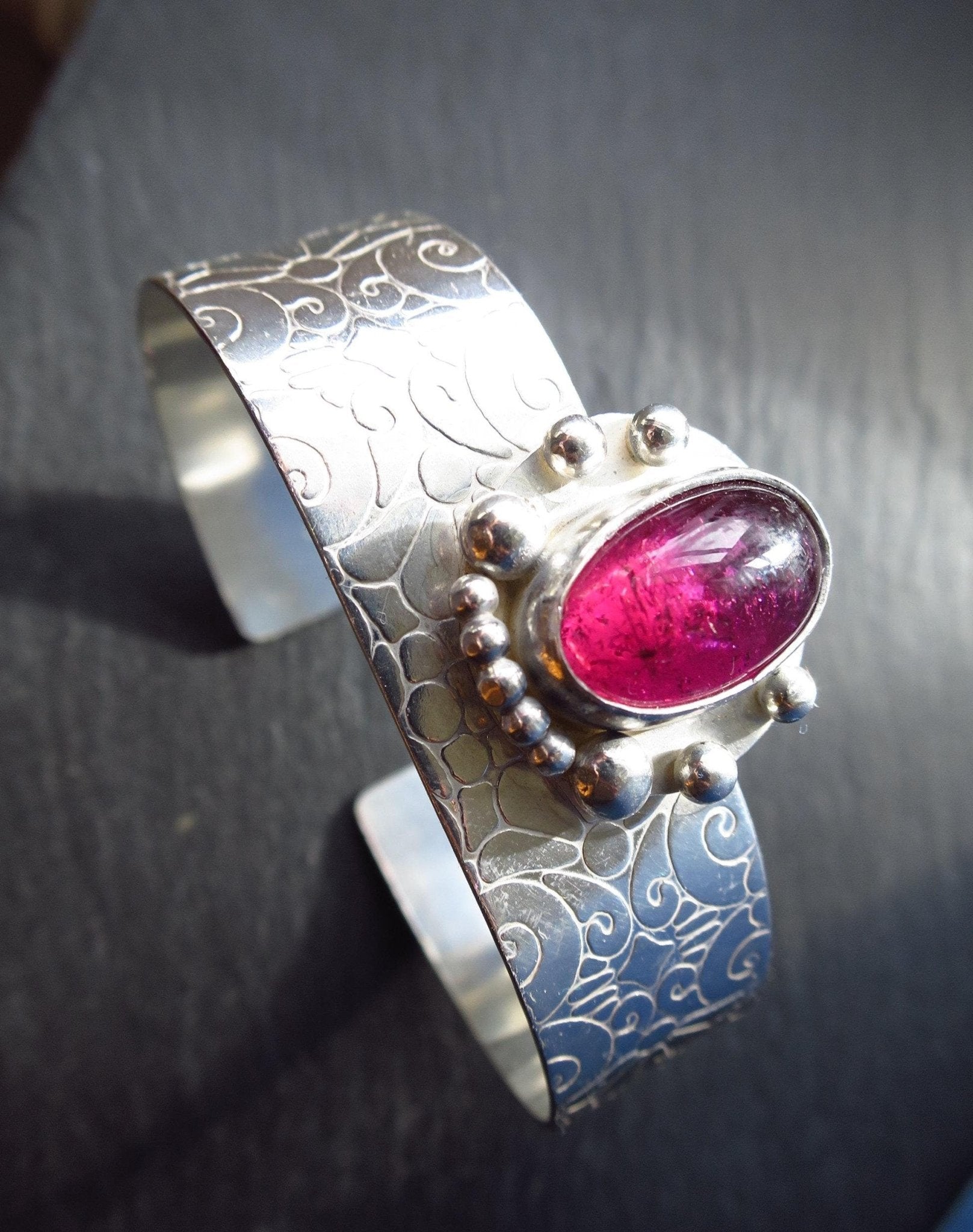 Turmalin Silber Armreifen Rubellit Armband pink Rubellit Armreifen Turmalin Cabochon Unikat Armreifen Turmalin Statement Schmuck Turmalin