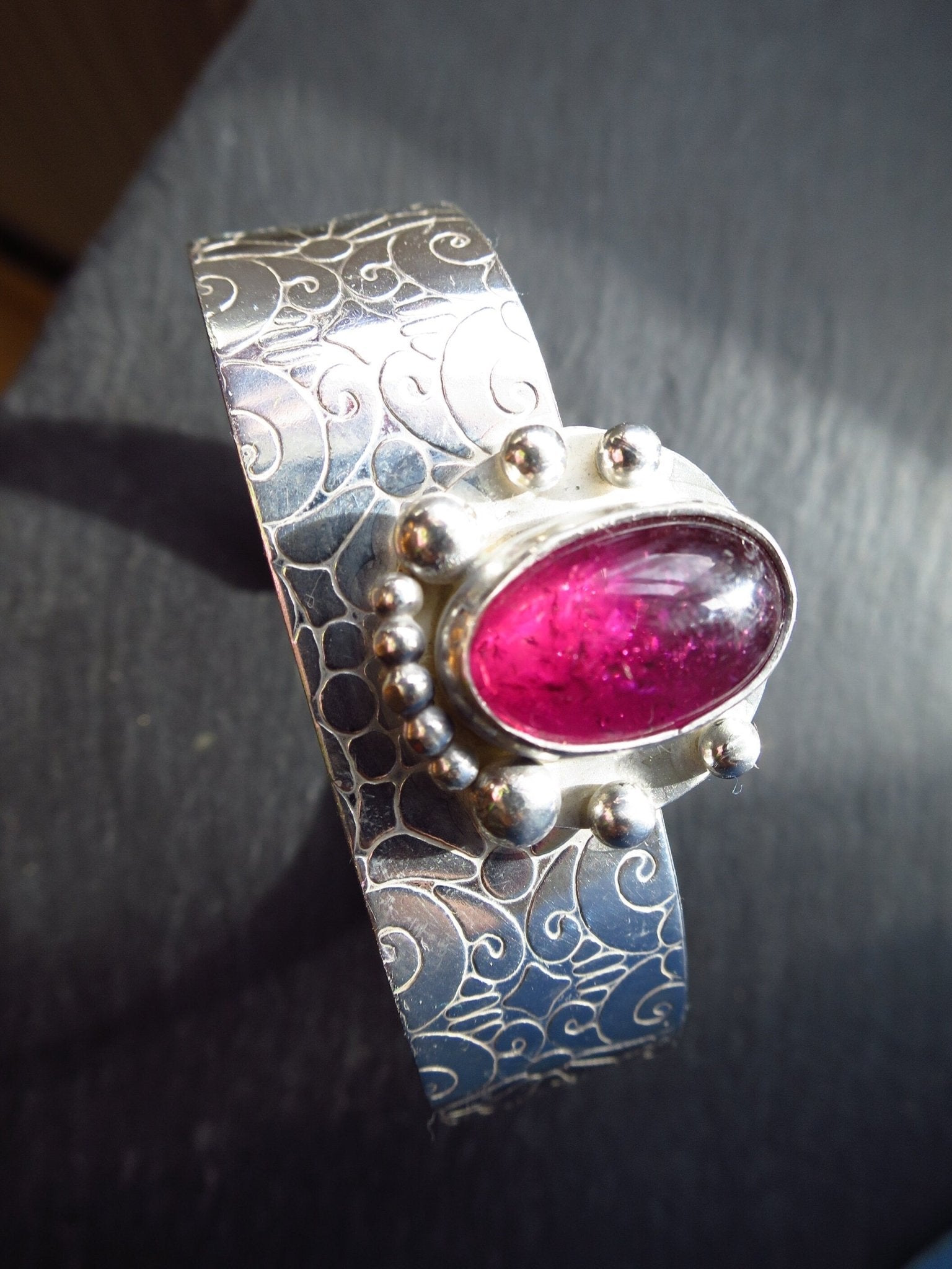 Turmalin Silber Armreifen Rubellit Armband pink Rubellit Armreifen Turmalin Cabochon Unikat Armreifen Turmalin Statement Schmuck Turmalin